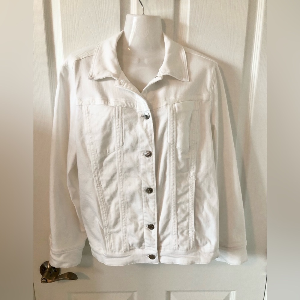 Chicos White Denim Jacket Size 2